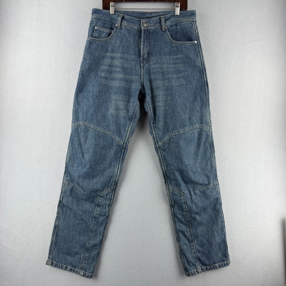 Iron Workers Jeans Mens 34x32 Blue Denim Motorcycle Protective Knee Pads